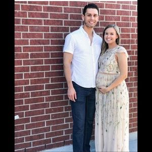 Maternity Embroidered Floral & Sequin Maxi Dress